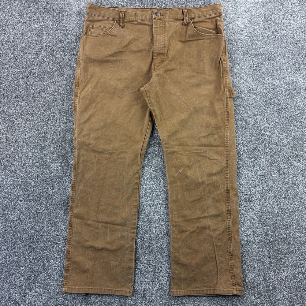 Vintage Dickies Carpenter Pants Mens 36x30 Brown Faded Distressed Heavy Canvas